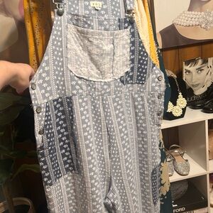 Pol cotton Blue and White Floral Overalls